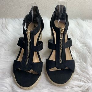 JustFab Zip Up Karsey Block Wedge Black